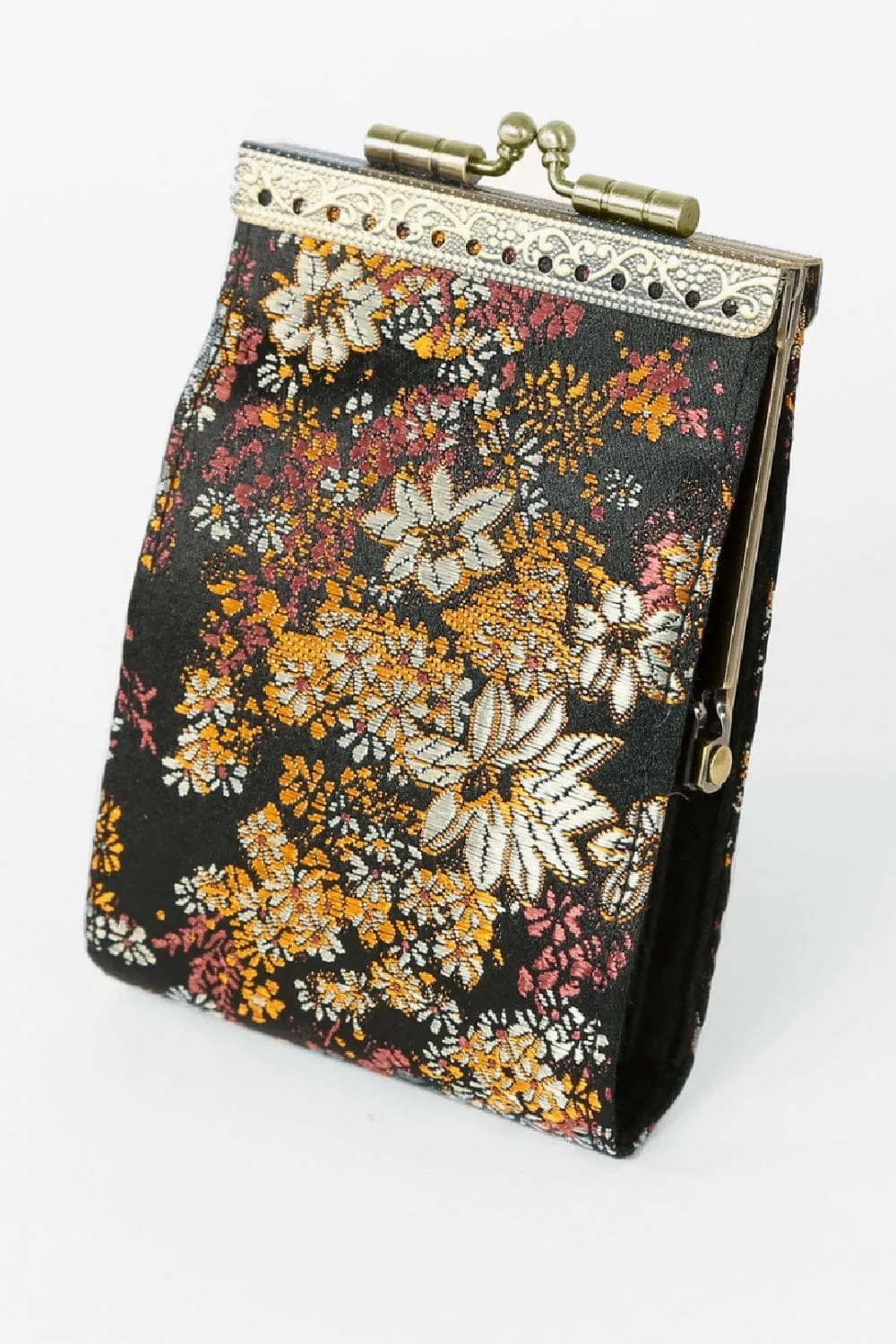 Black Floral Card Holder