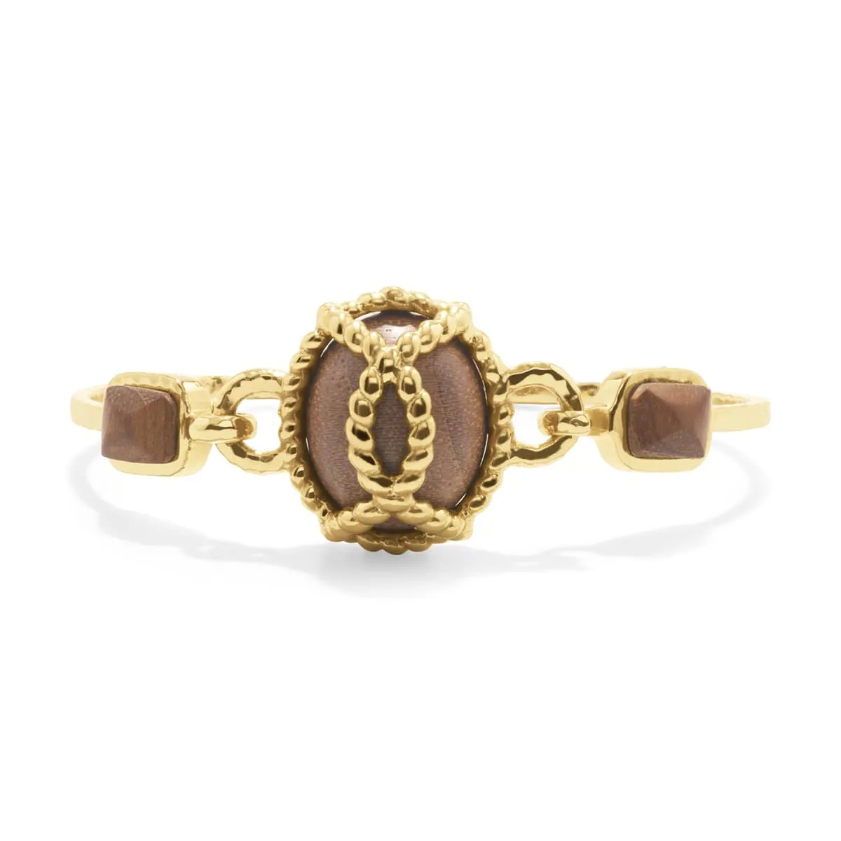 Blandine Hinged Bracelet -Teak