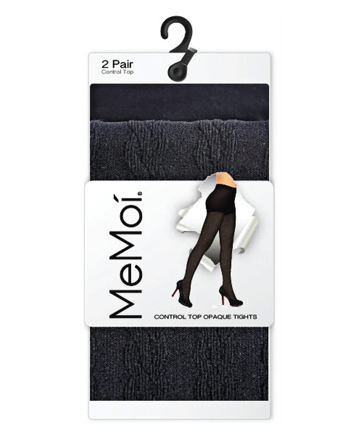 Braided Cable/Solid Control Top Tights 2 Pack