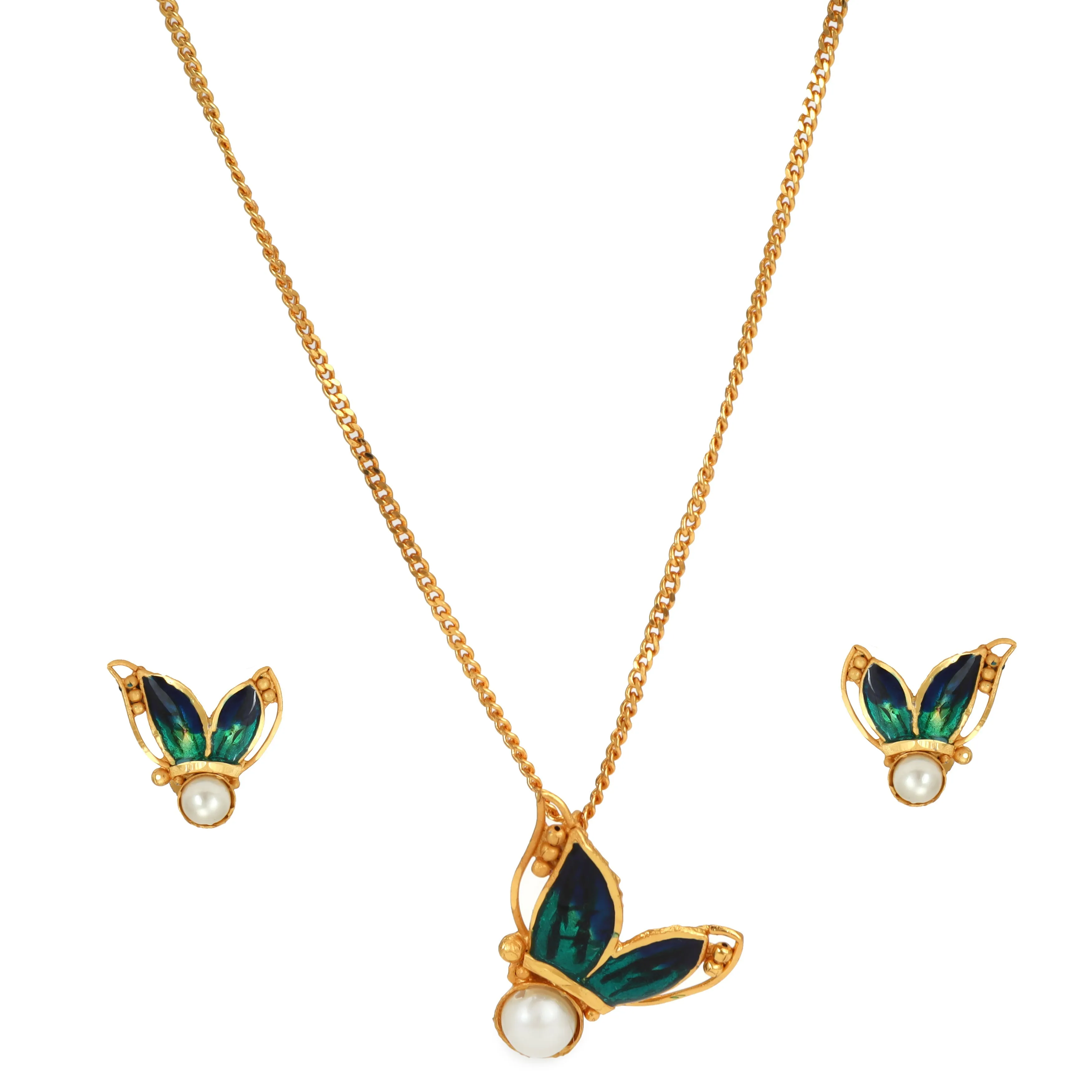 Butterfly Pendant Set With Chain