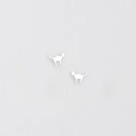 Cat Silver Earring Stud