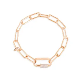 Chain Bracelet With Sliding Ring - Pink Silver