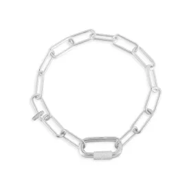 Chain Bracelet With Sliding Ring - White Silver