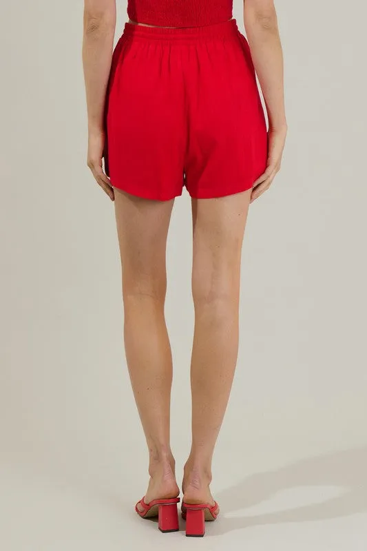 Cherry Red Drawstring Shorts