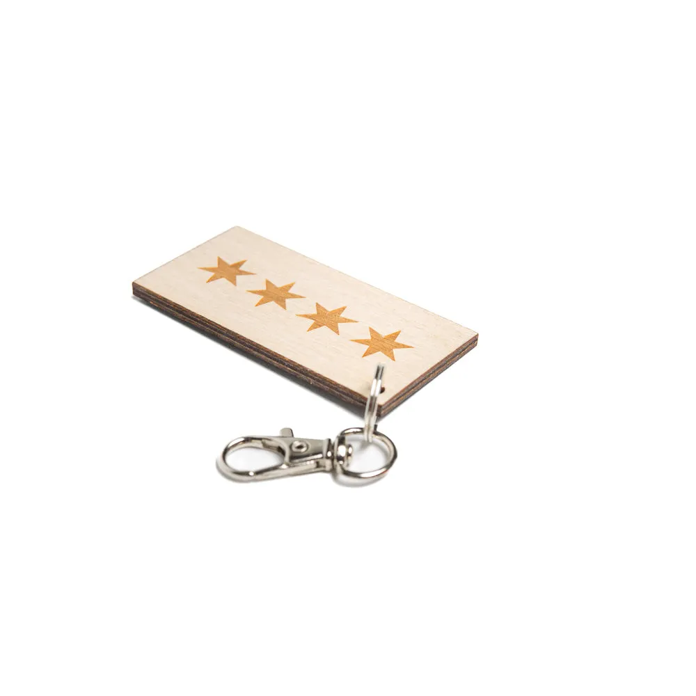 Chicago Flag Wood Keychain