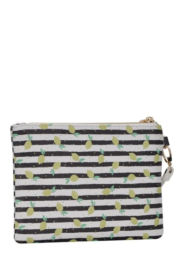 CLW2507 Lemon Stripe Clutch with Wristlet