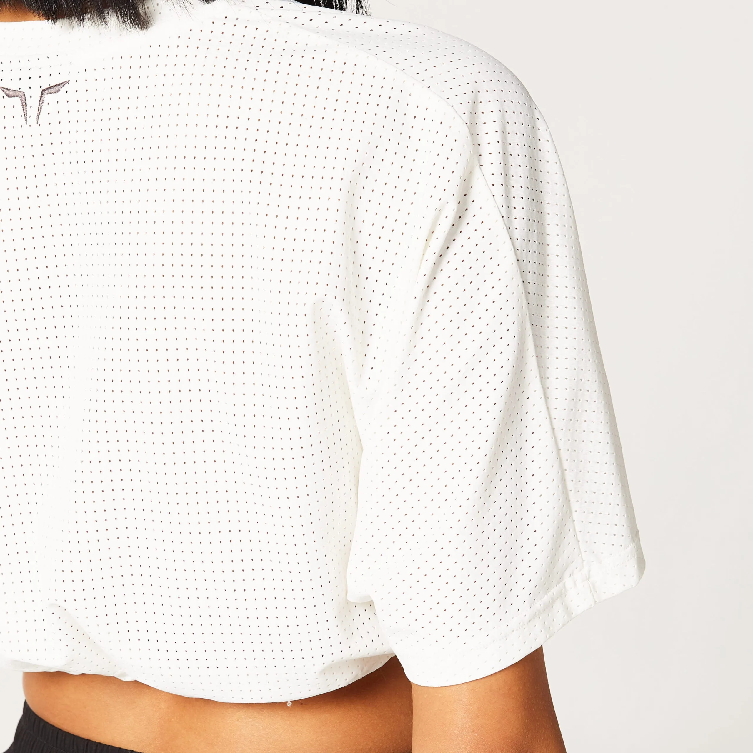 Code Cropped Drawstring Tee - Pearl White