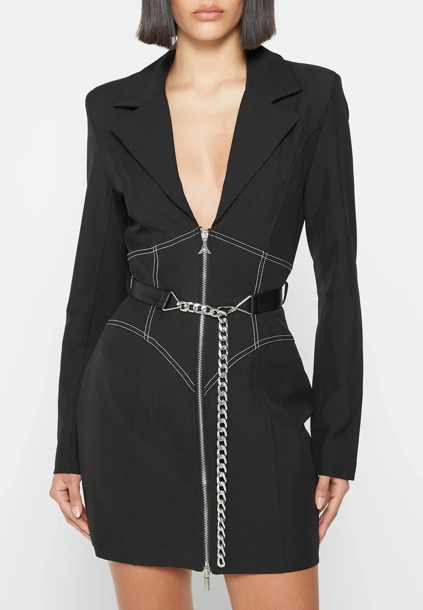 Corset Blazer Dress with Chain