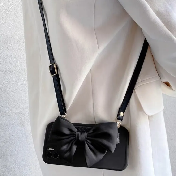 Cross-body Bowknot Wristlet Phone Case