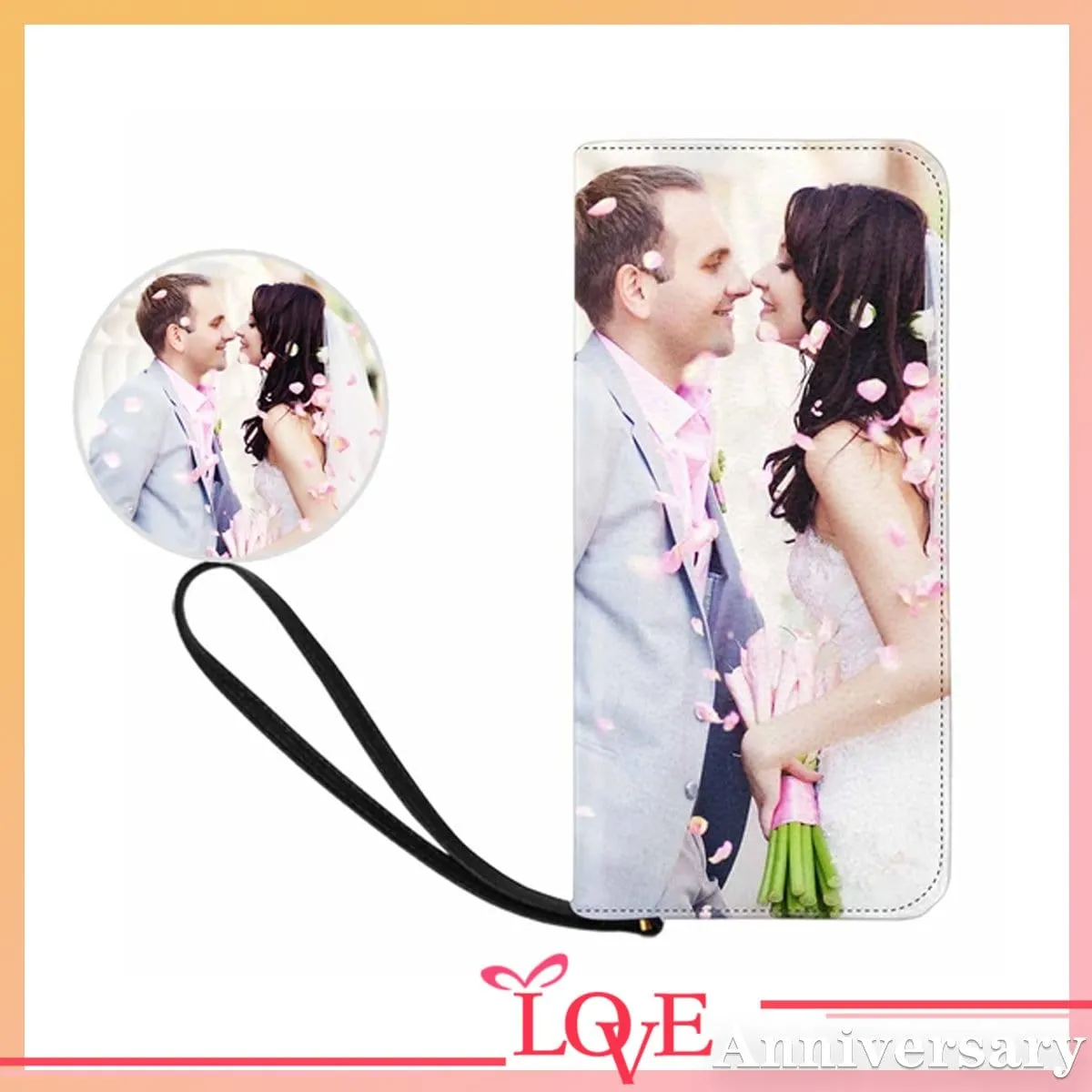 Custom Couple Photo Leather Wallet Personalized Women's Zip Wallet Anniversary Gift for Her