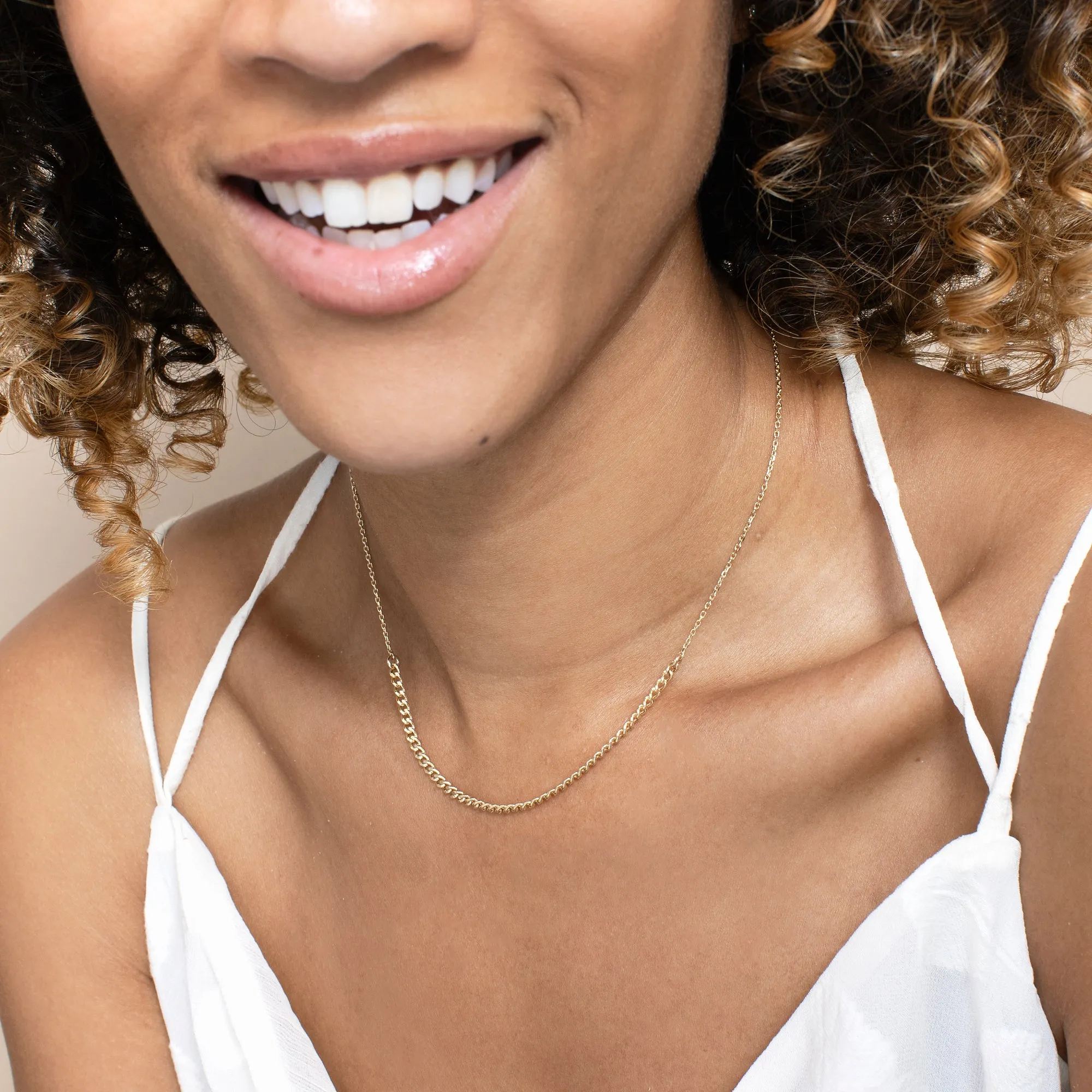 Dainty Gold Cable Chain with Half Cuban Chain, Ezi