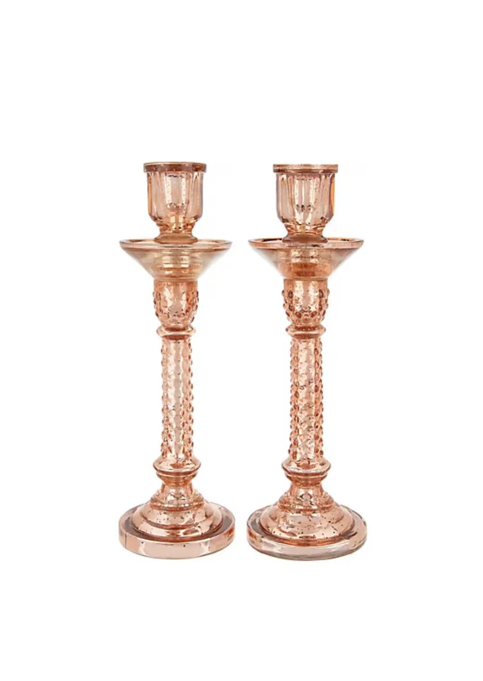 Dennis Basso Set of 2 Mercury Glass Candlesticks 12.5" Silver Color