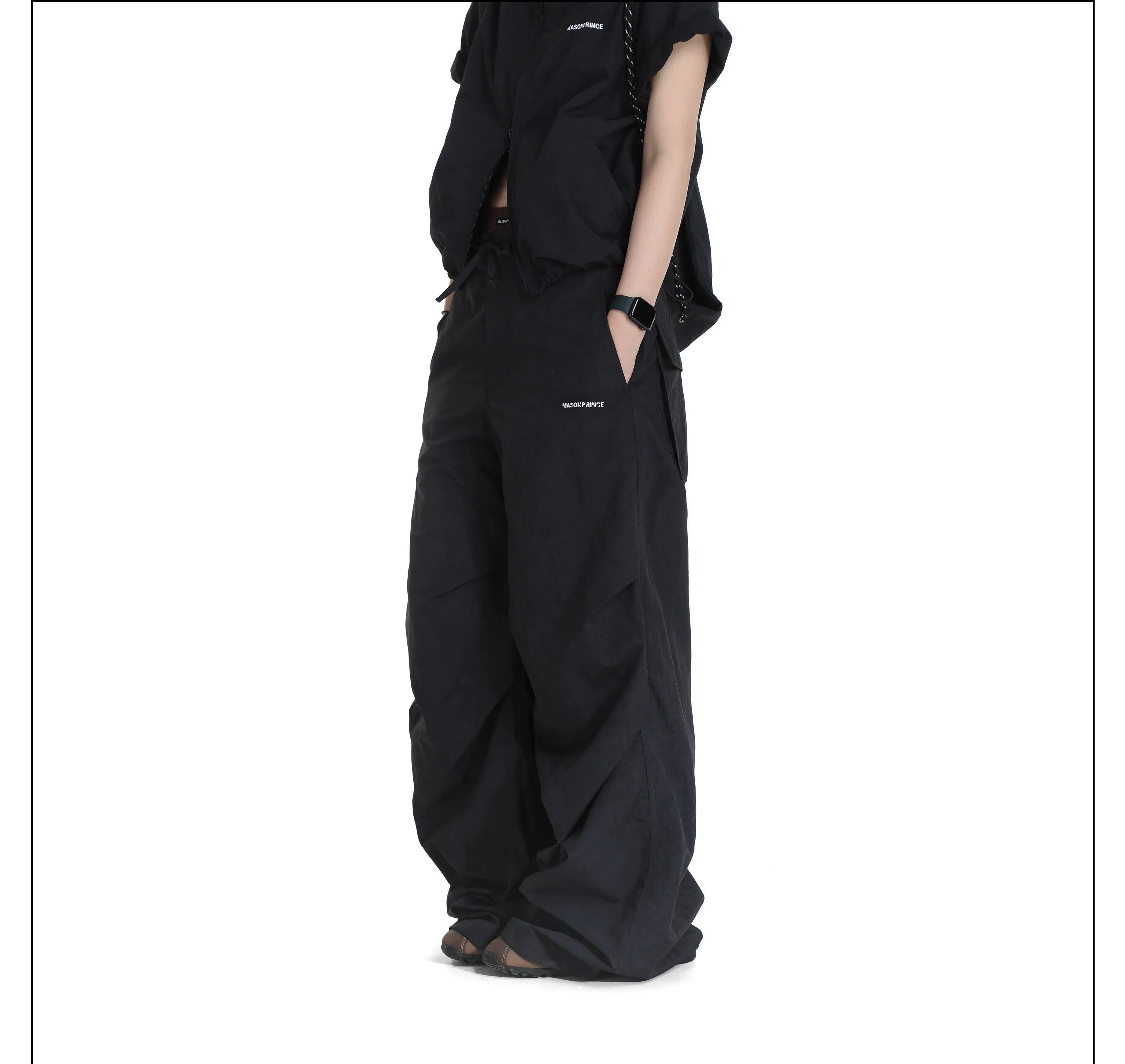 Drawstring  Zip-Up  Jacket & Track Pants Set