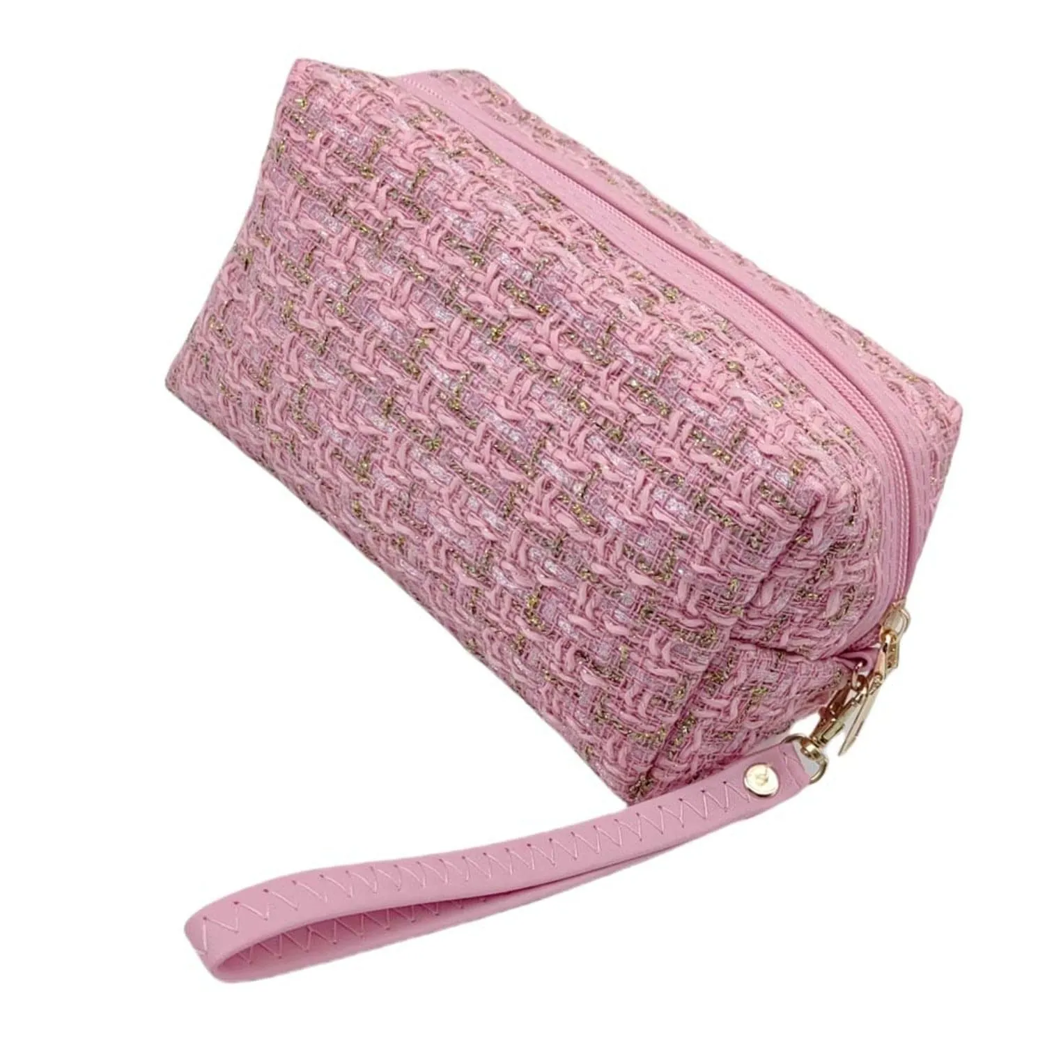 EG10307 Tweed Pouch With Wristlet Strap