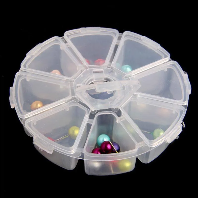 Empty Nail Art Storage ~ Round Box 8 Compartments