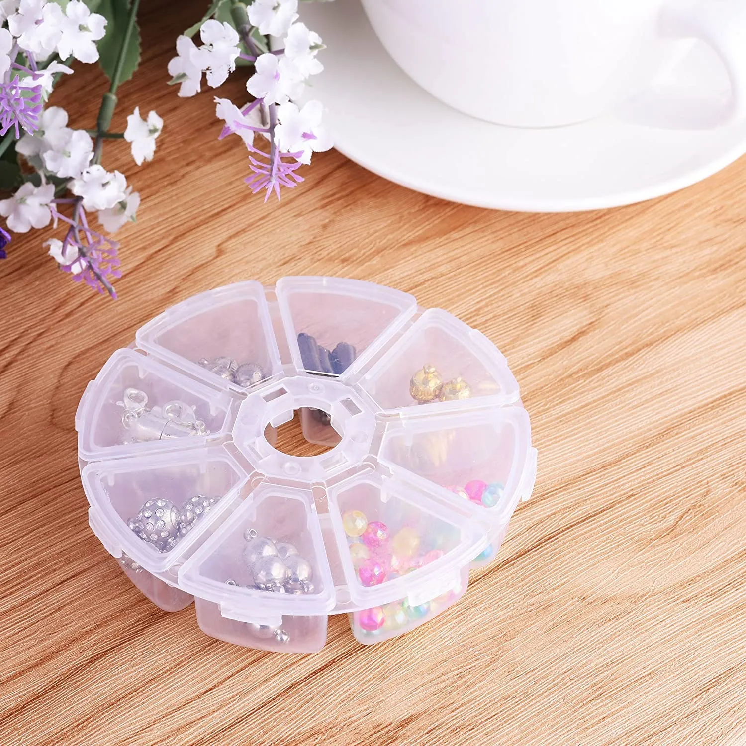 Empty Nail Art Storage ~ Round Box 8 Compartments