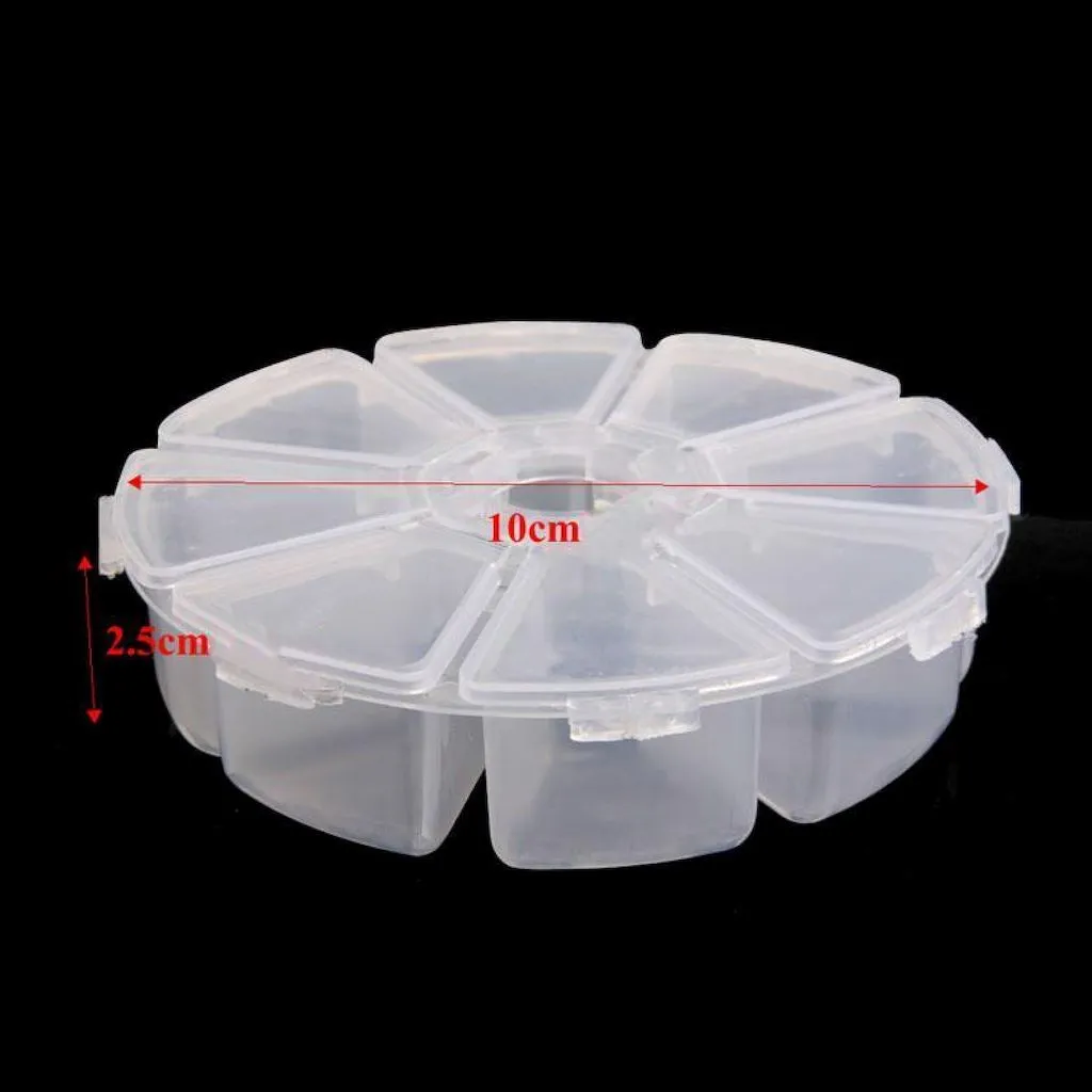 Empty Nail Art Storage ~ Round Box 8 Compartments