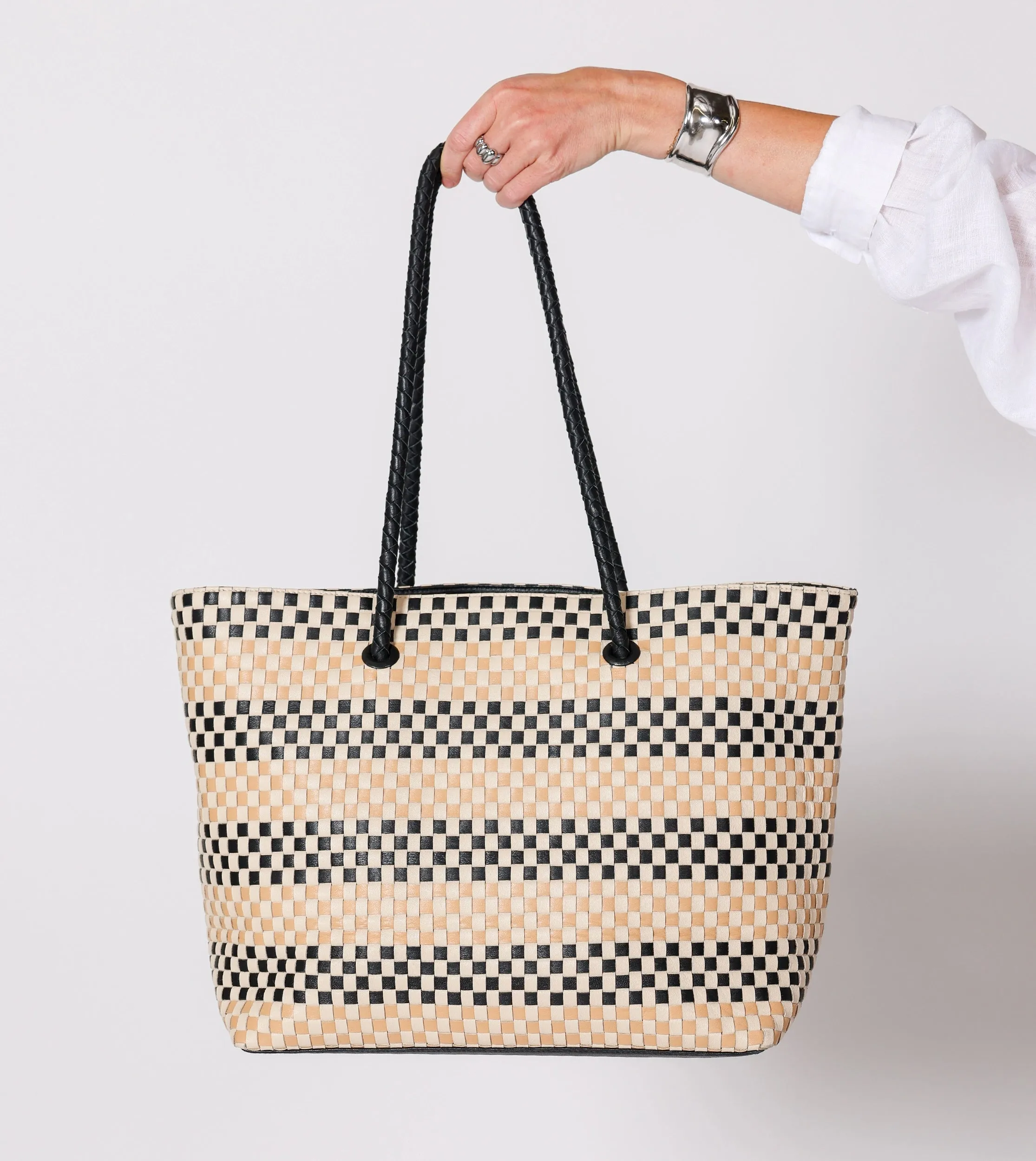 Eugenie Woven Tote Bag | Black Multi