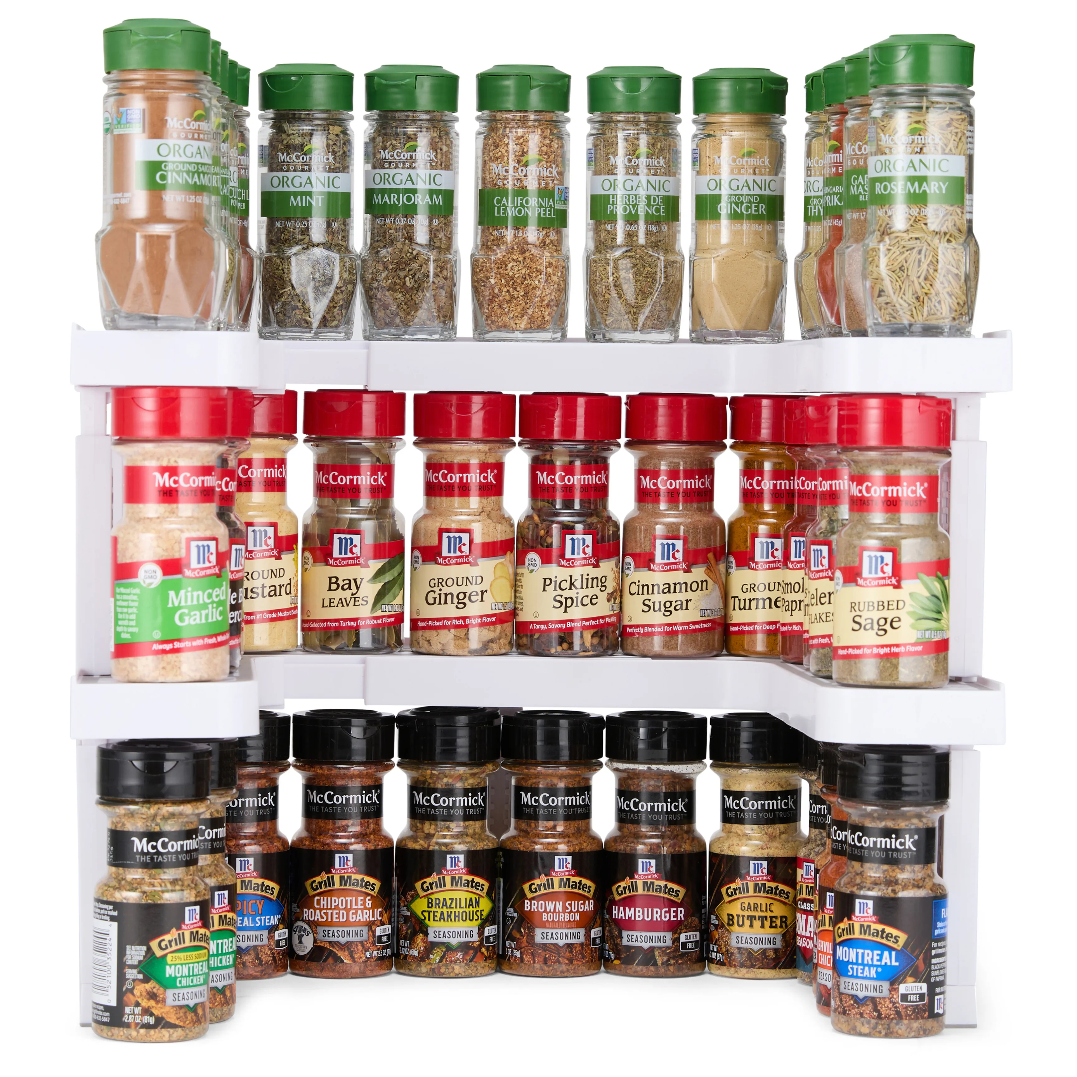 Expandable 2 Tiered Spice Rack Organizer for Cabinet - Stackable Cabinet & Pantry Organizer