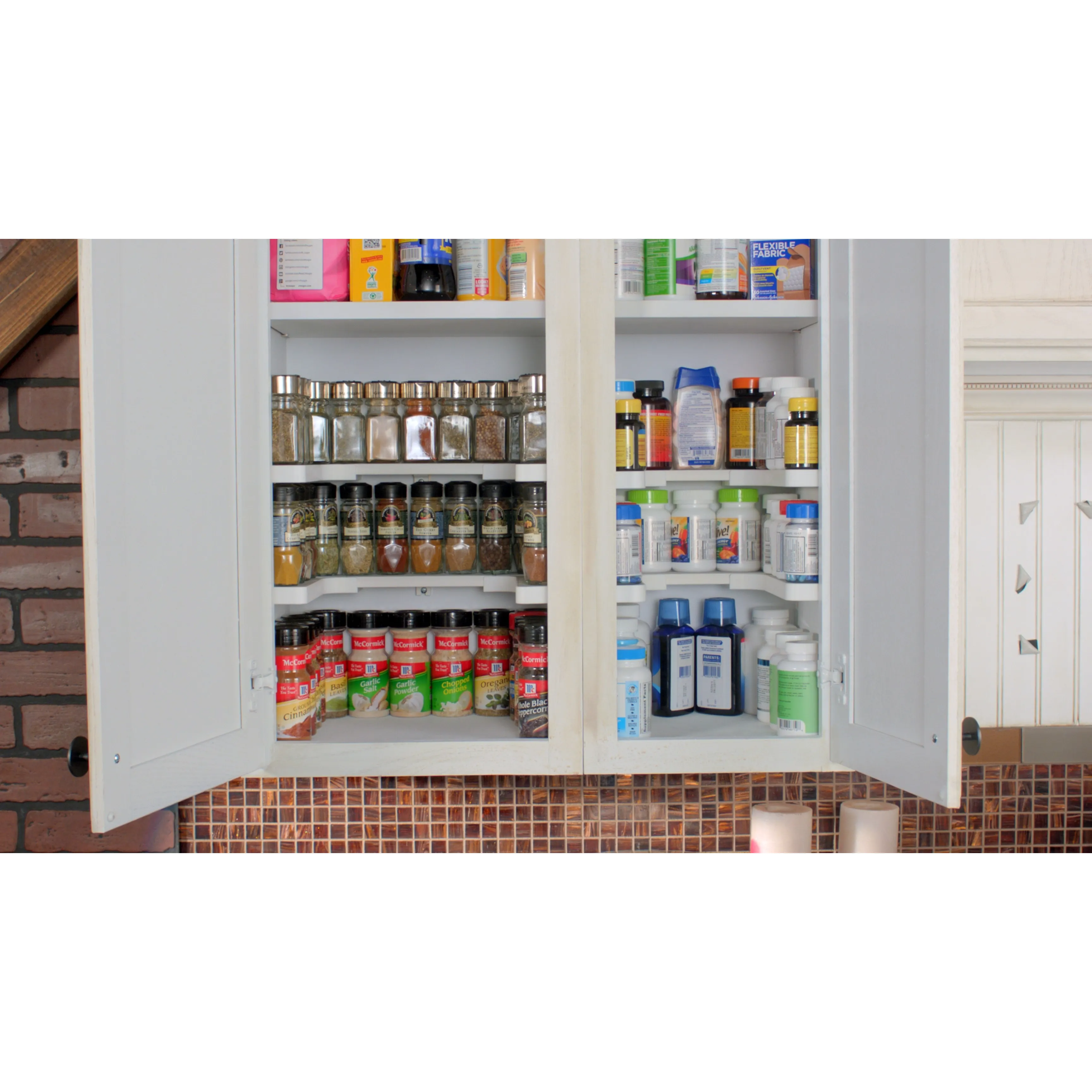 Expandable 2 Tiered Spice Rack Organizer for Cabinet - Stackable Cabinet & Pantry Organizer