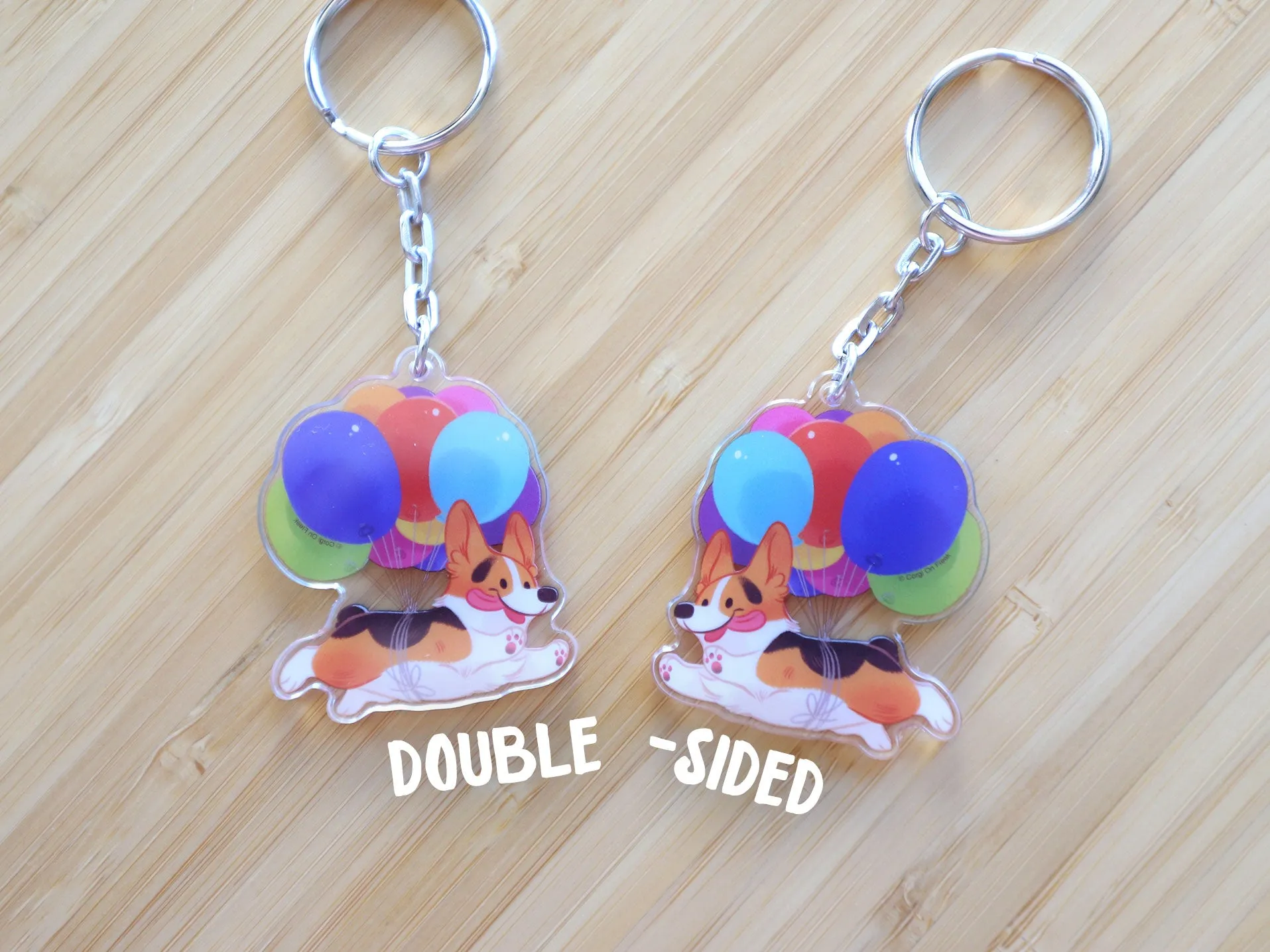 Flying Corgi (Balloons) Acrylic Keychain