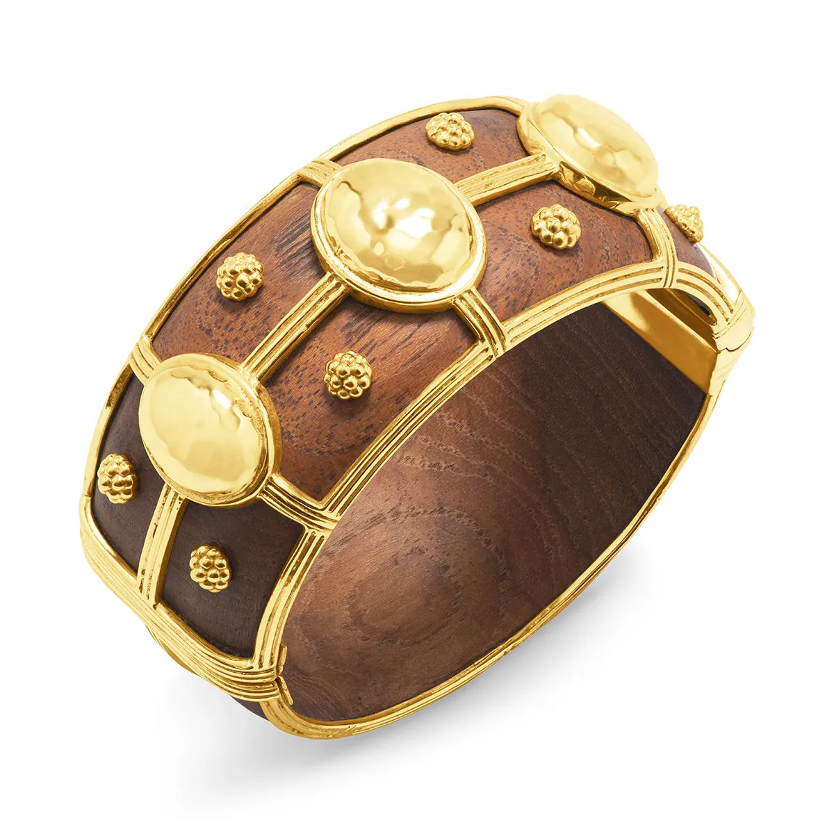 Gaia Grande Hinged Bangle - Teak