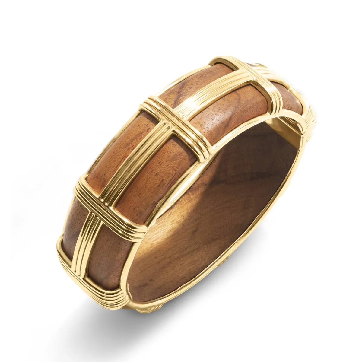 Gaia Hinged Bangle - Teak