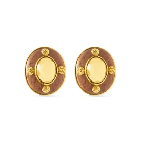 Gaia Oval Clip Earrings - Teak