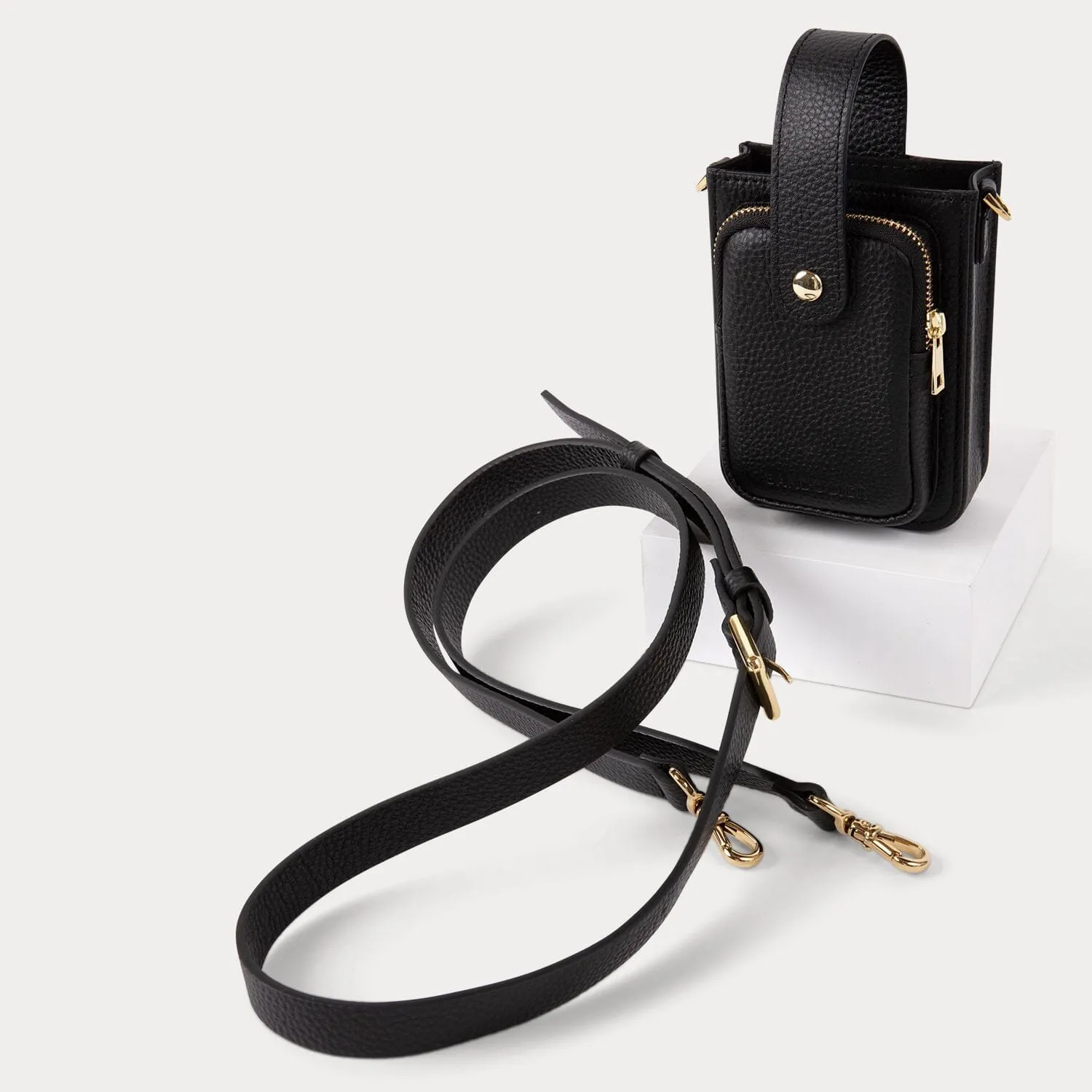 Hailey Phone Pouch and Holster - Black/Gold