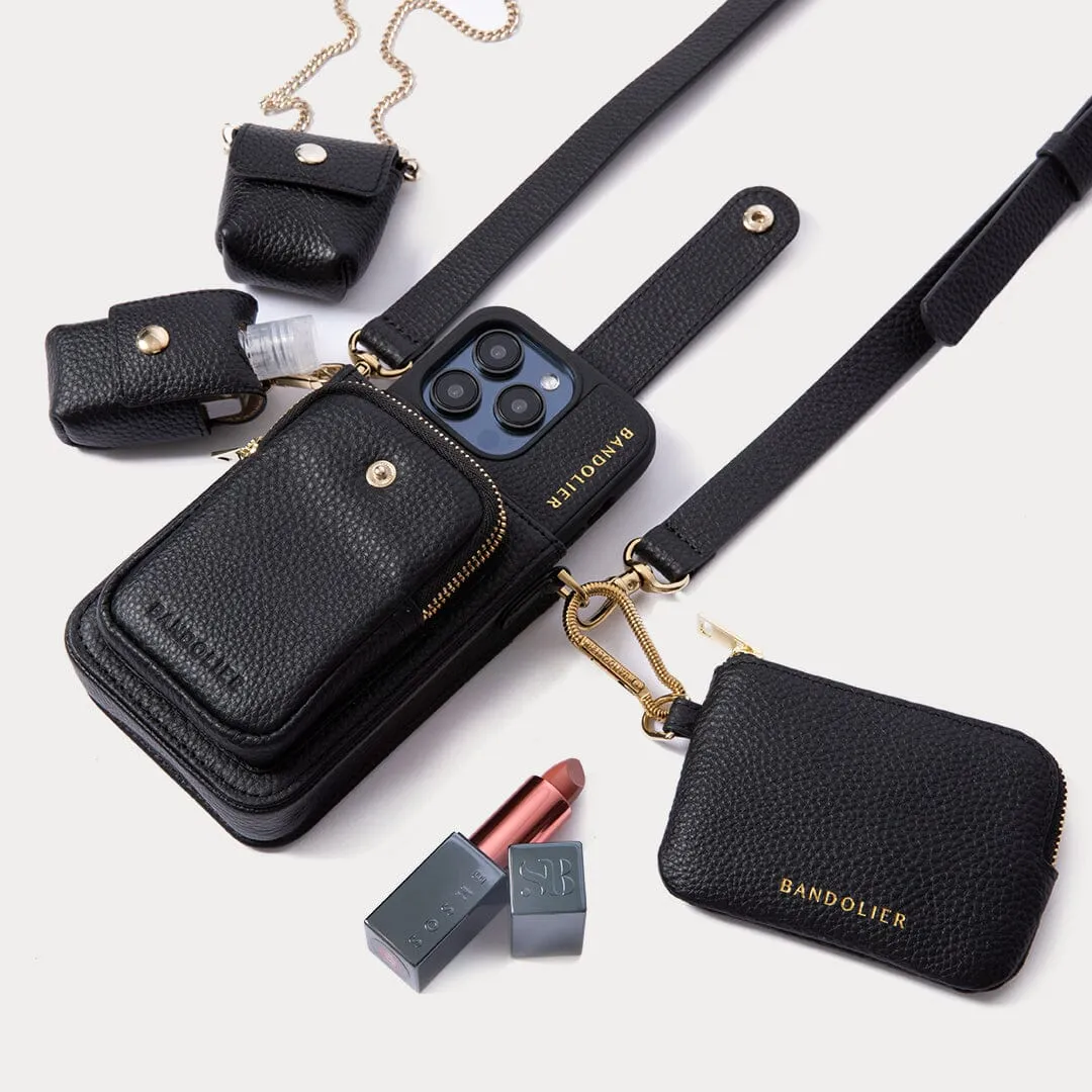 Hailey Phone Pouch and Holster - Black/Gold