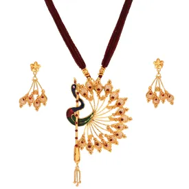 Hangsomukhi Mayur Pendant With Matching Earrings