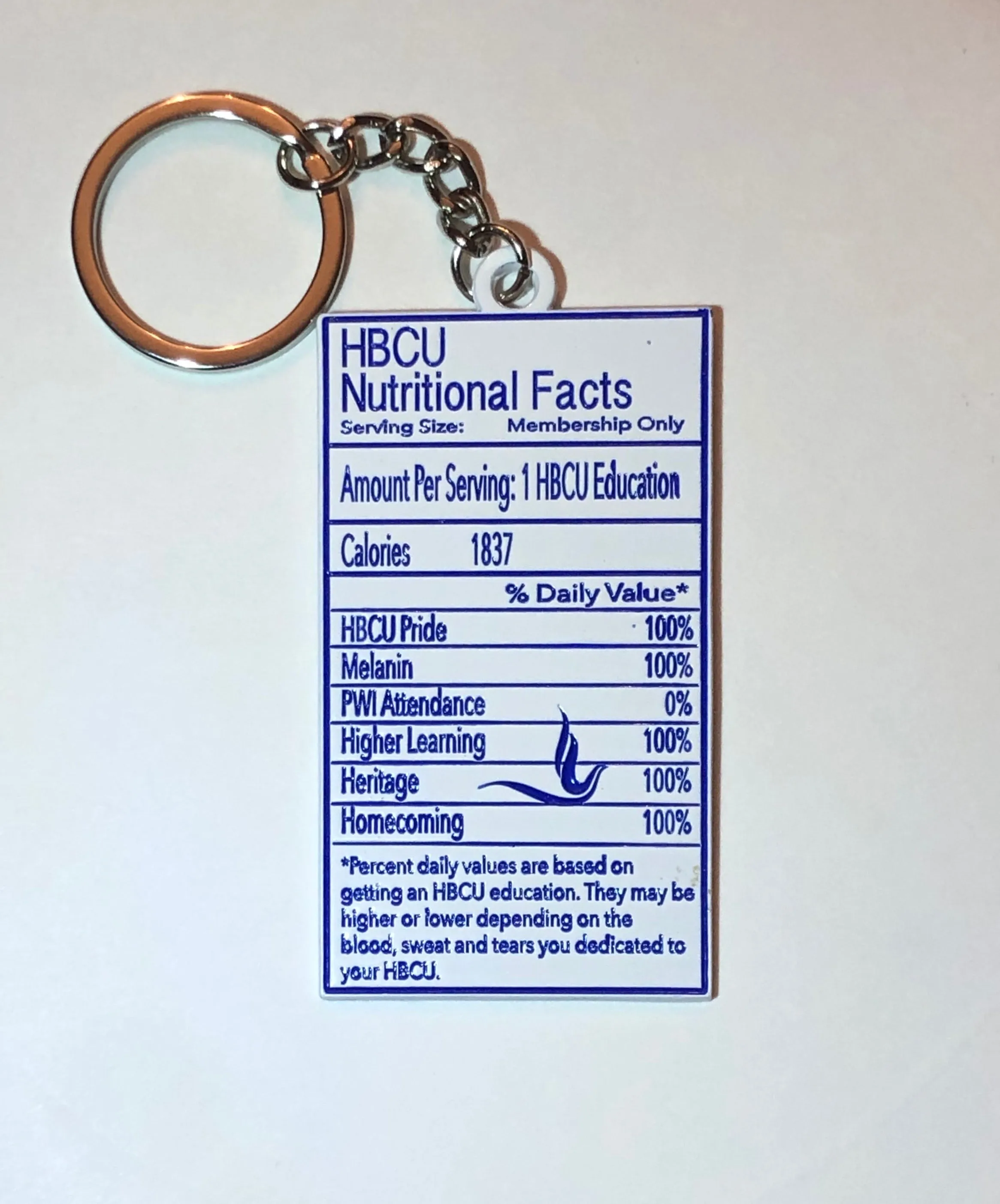 HBCU Nutritional Fact Keychain