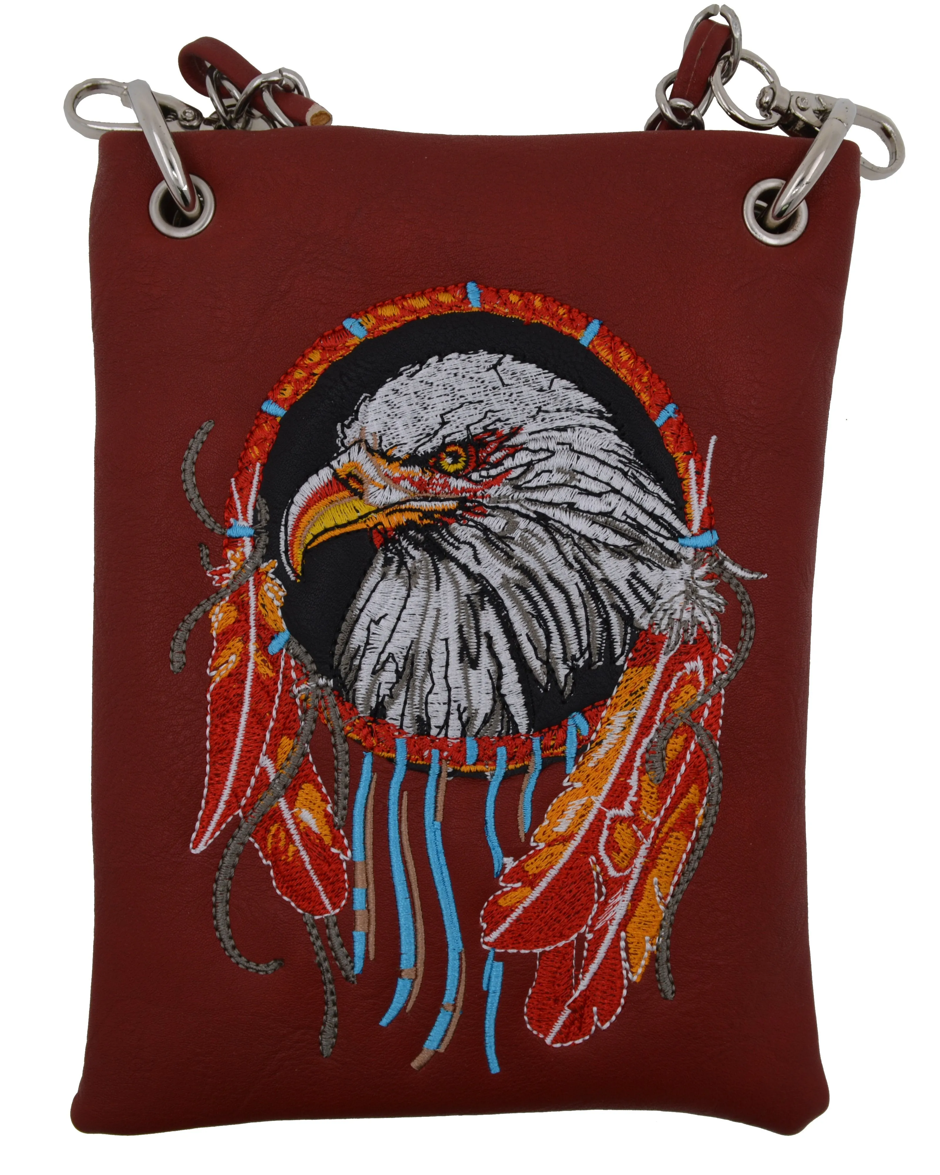 HH446-6 American Bald Eagle And  Western Indian Cowgirl Messenger Mini Cross body Bags