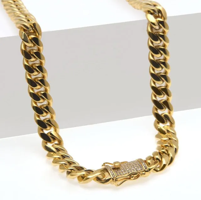 Hip Hop Necklace- Heavy Stainless Steel Miami Cuban Link Chain