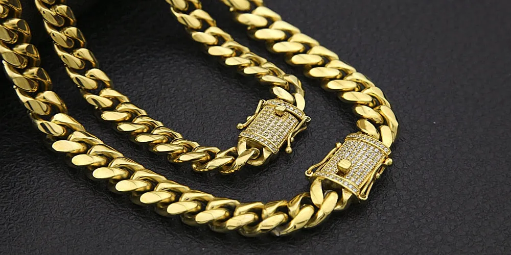 Hip Hop Necklace- Heavy Stainless Steel Miami Cuban Link Chain