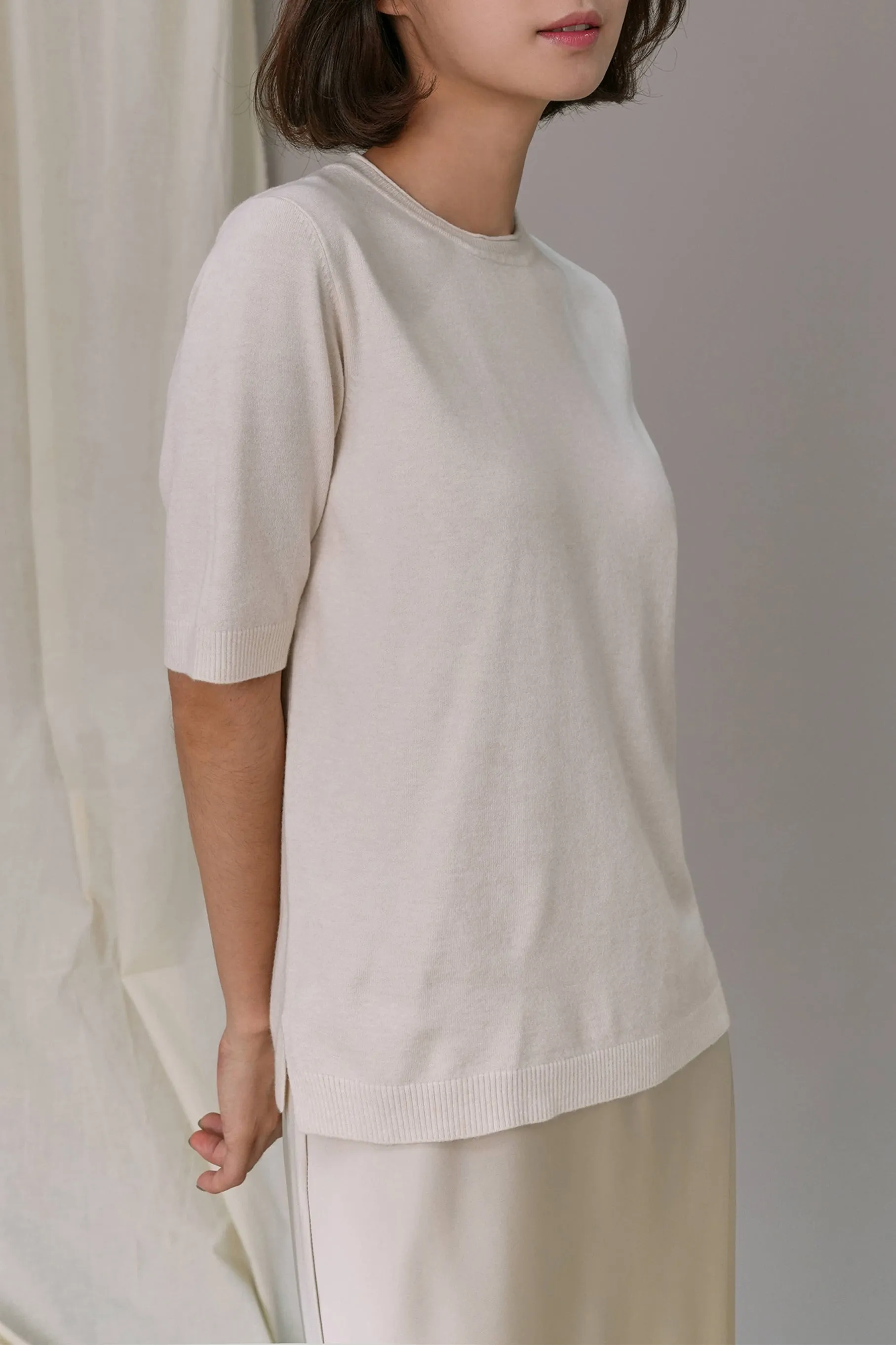 Jeanne Knit Top, Cream Beige