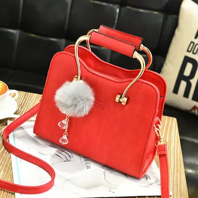 Ladies Bags 2022 Autumn And Winter New Pu Leather Handbags Trendy Handbags Hair Ball Pendant Shoulder Bag One Drop Shipping