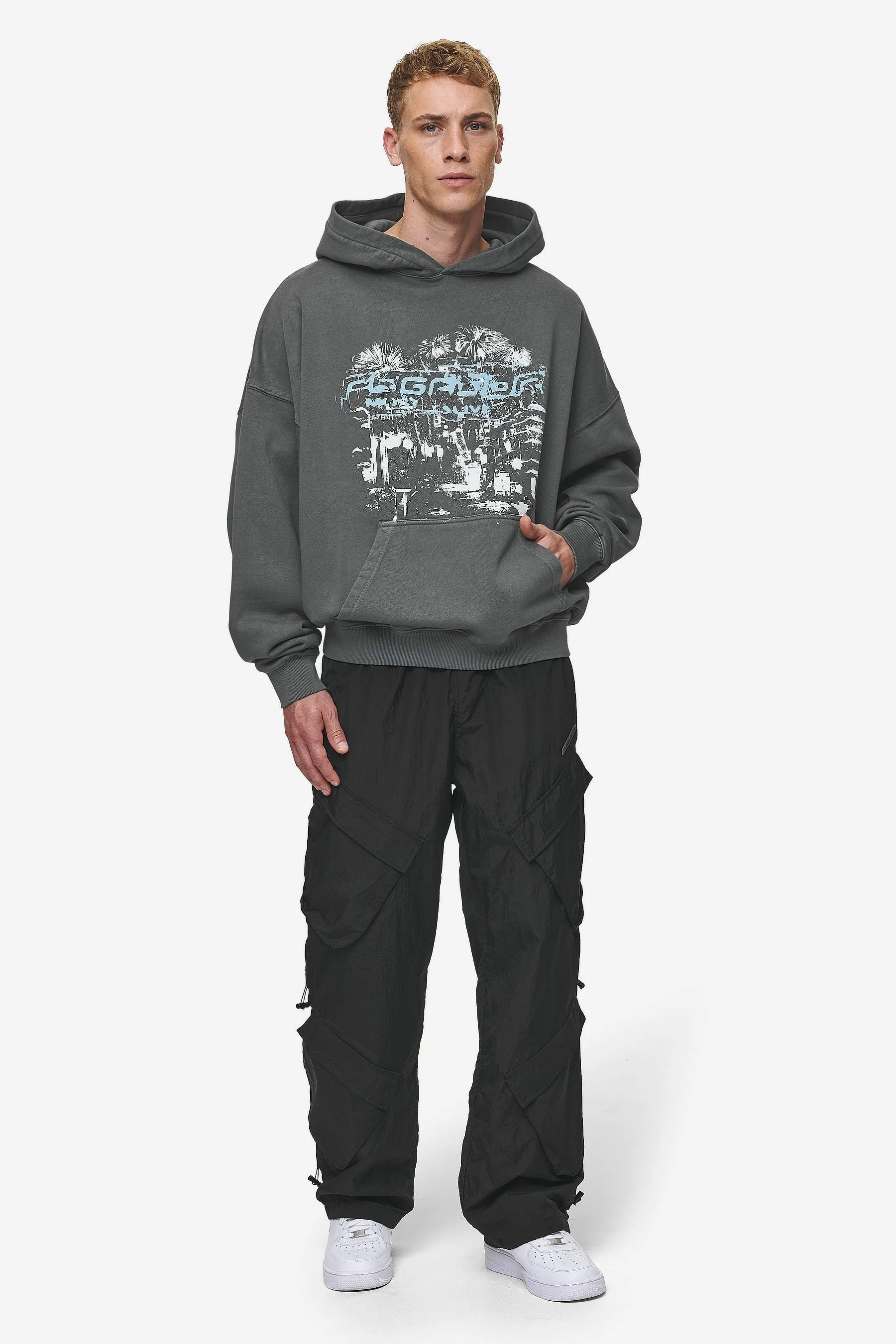 Macon Boxy Hoodie Washed Anthracite