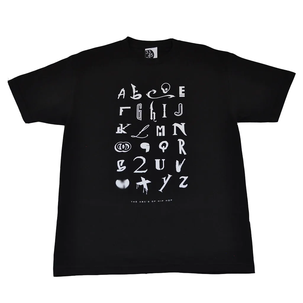 Mens Ongaku Hip Hop Alphabet T-Shirt Black