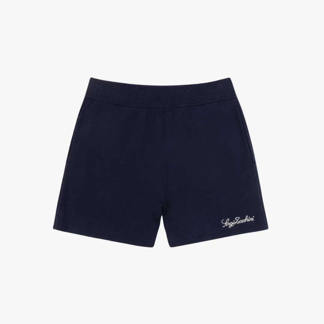 mens sergio tacchini roselli knit shorts (maritime blue)