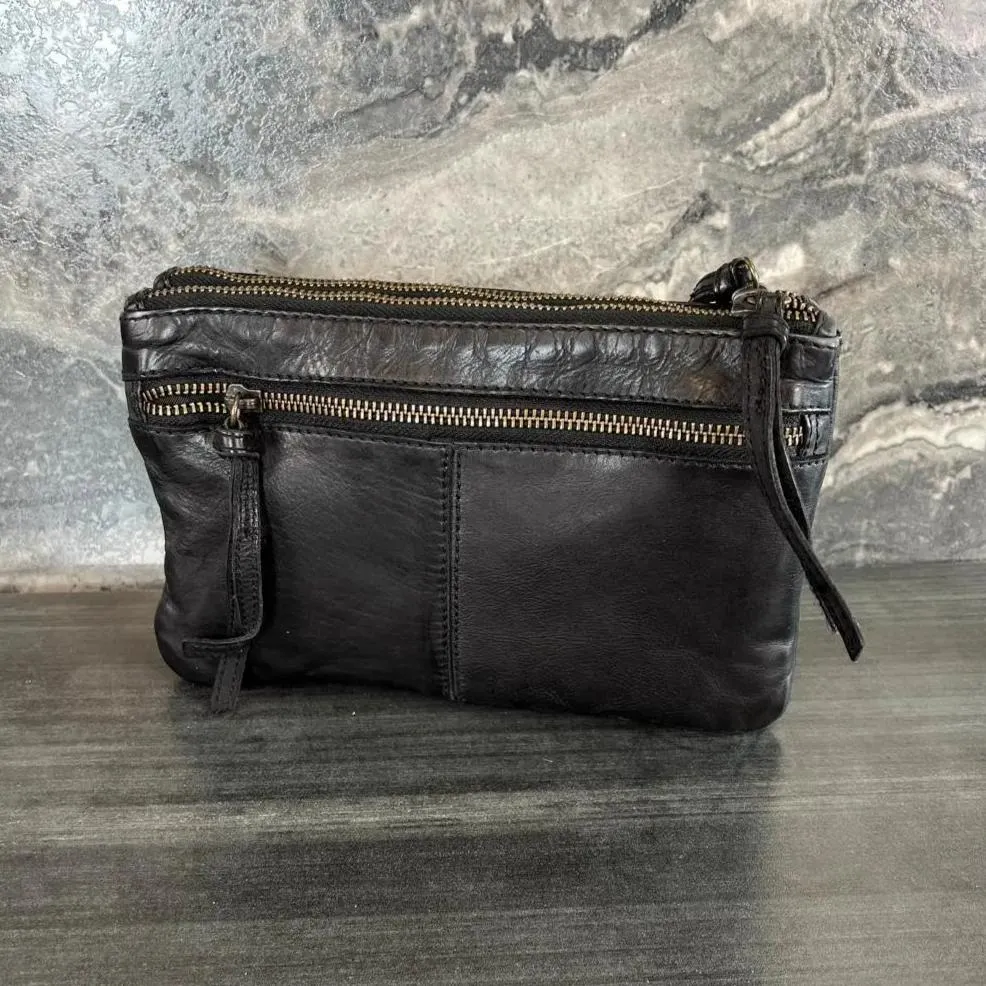 MET Leather Crossbody Bag with Dual Front Zipper Pockets