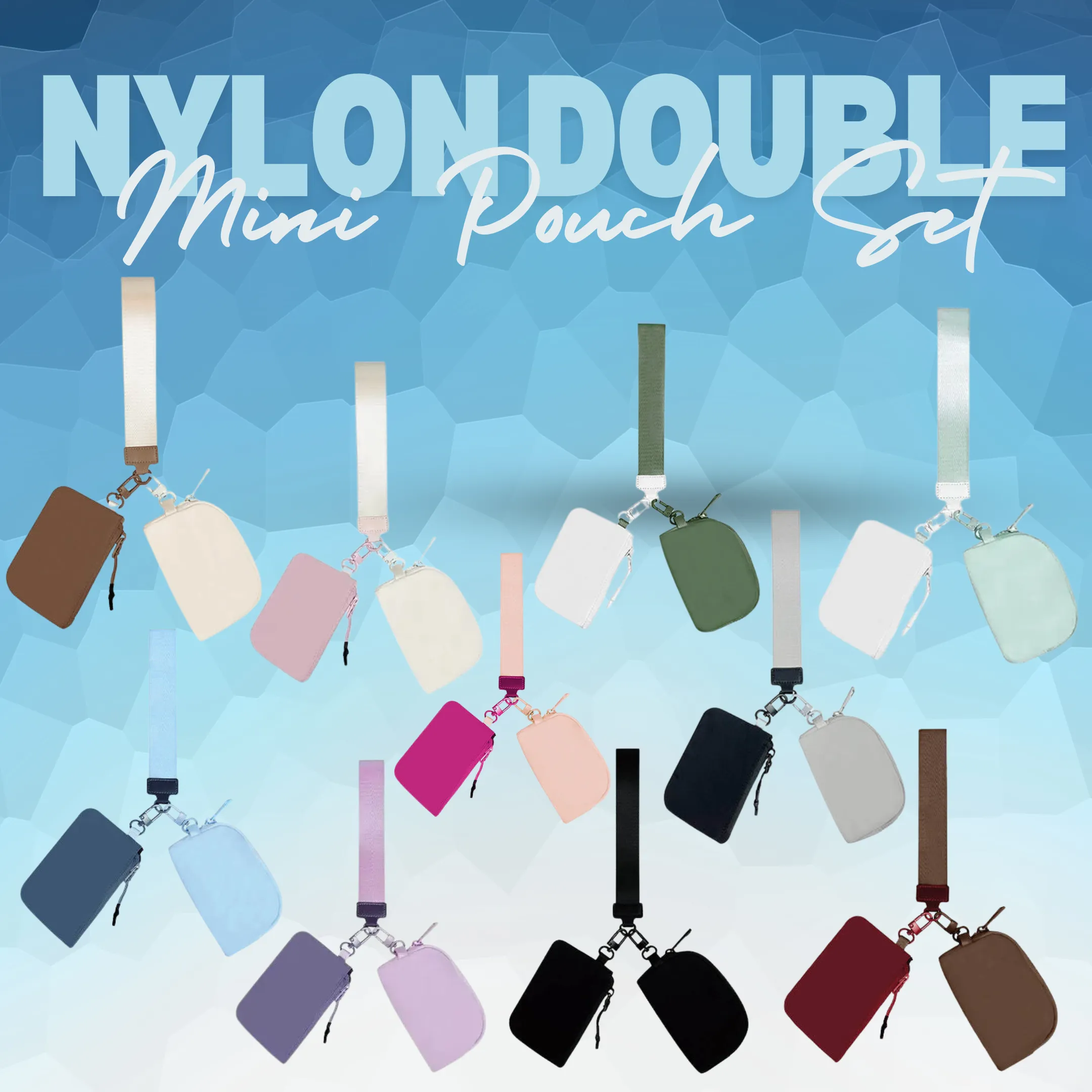 Nylon Wristlet   Double Mini Wallet Set