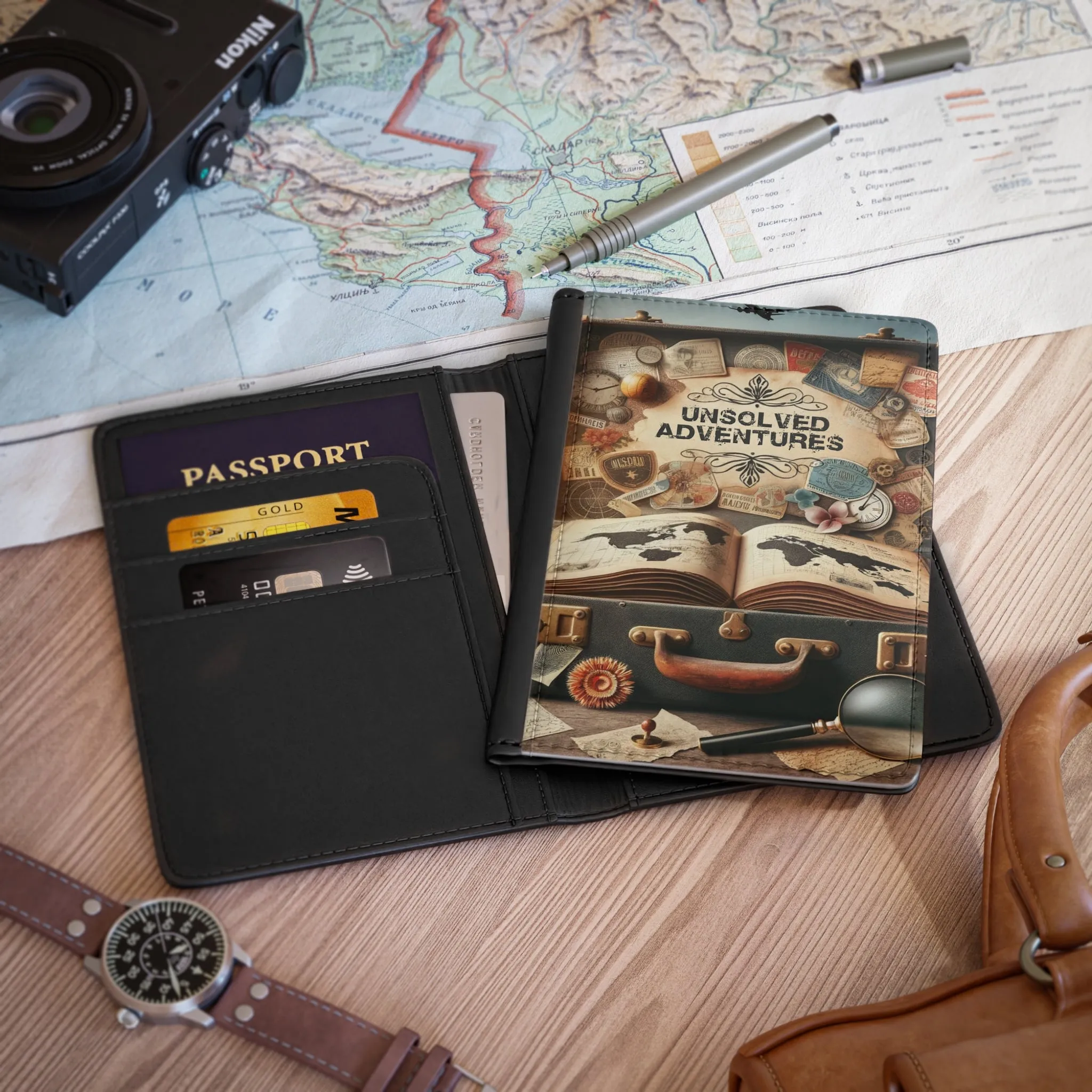 Passport Cover: Unsolved Adventures - Rustic Luggage