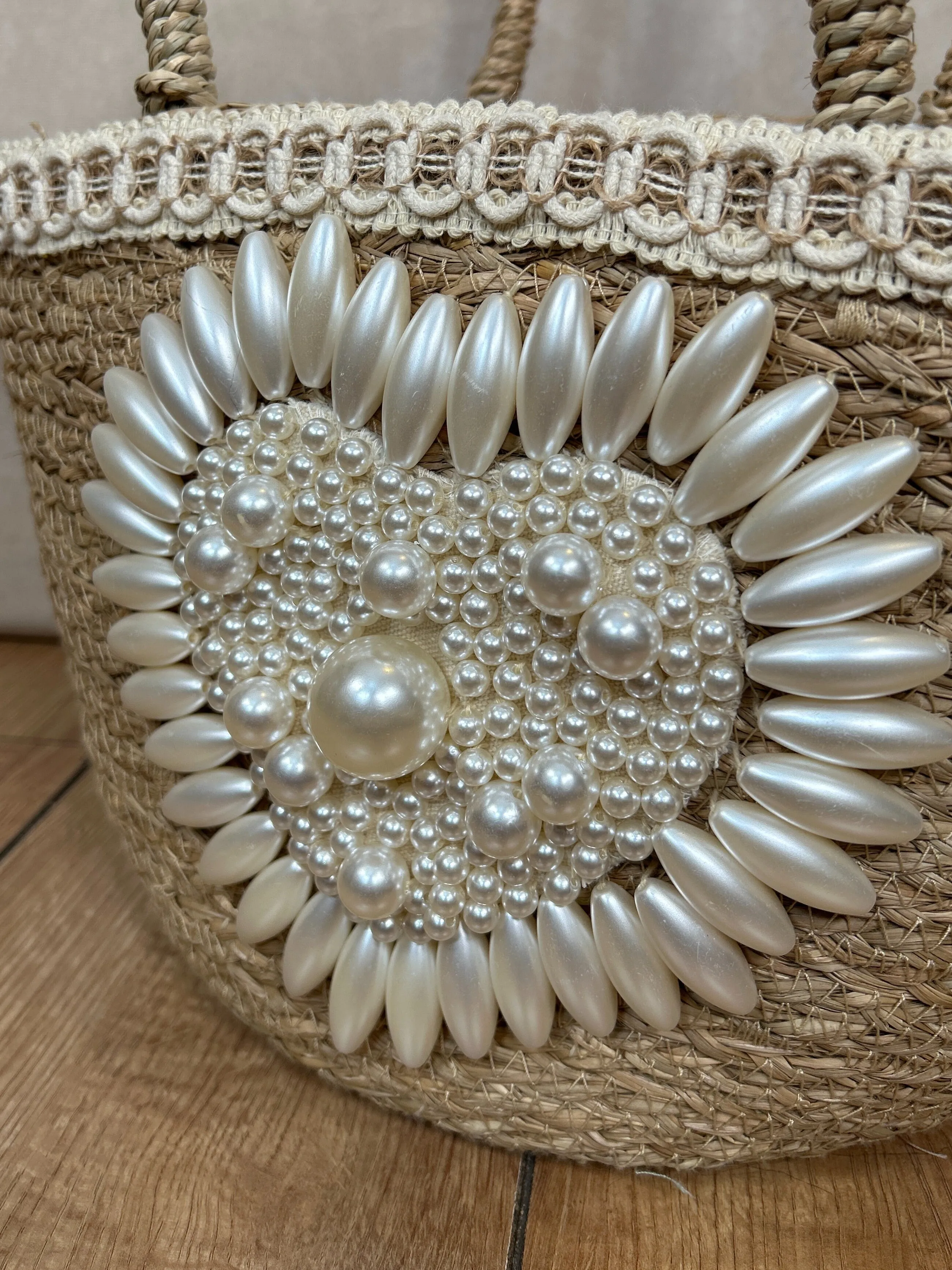 Pearl Heart Basket Bag