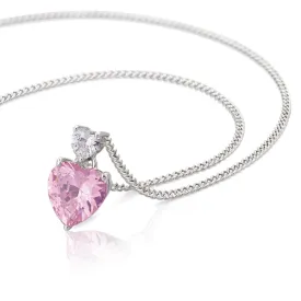 Pink Double Heart  Pendant with Chain