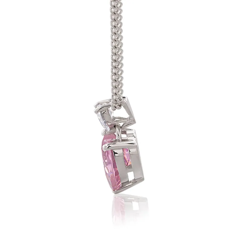 Pink Double Heart  Pendant with Chain