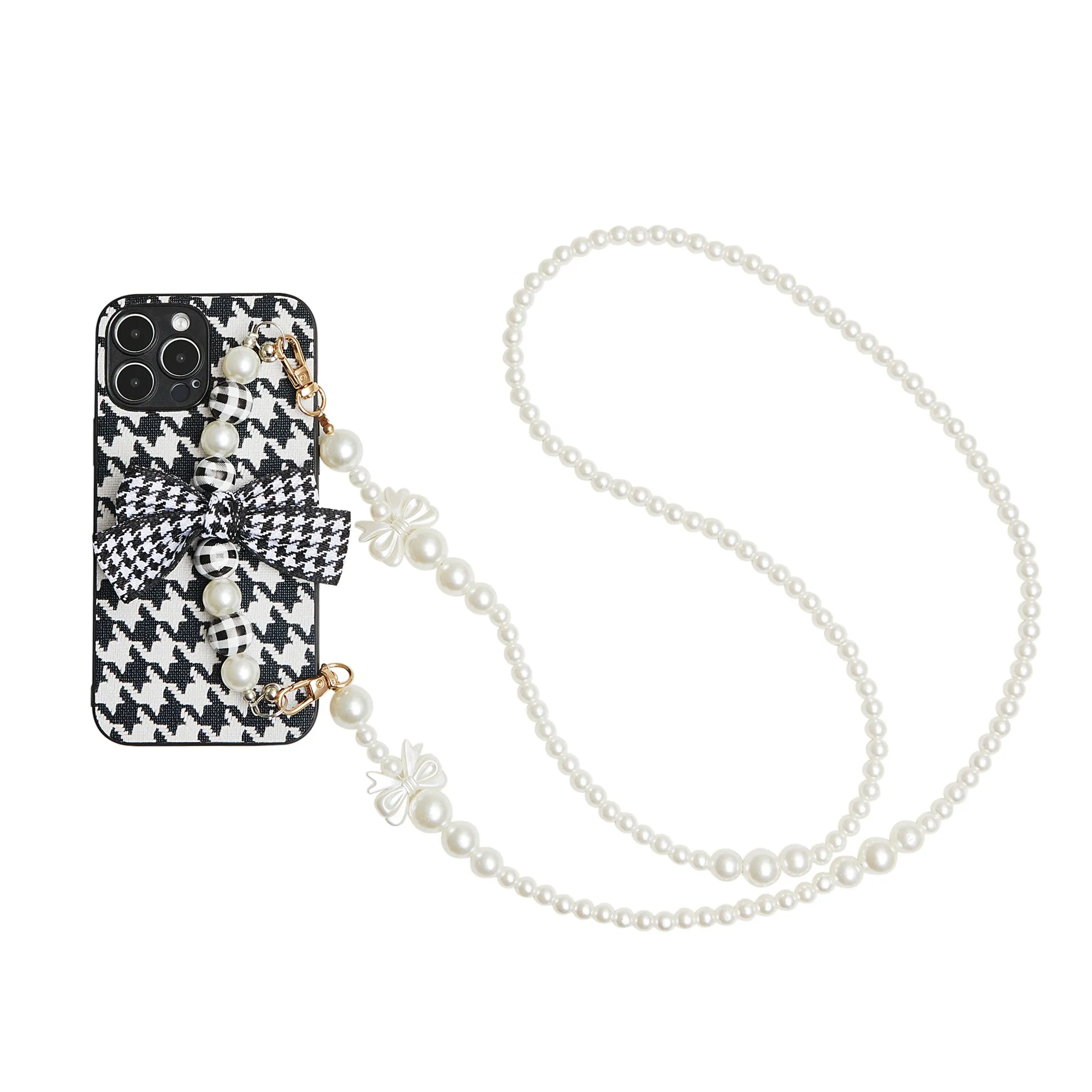 Plaid Pearl Wristlet Phone Case