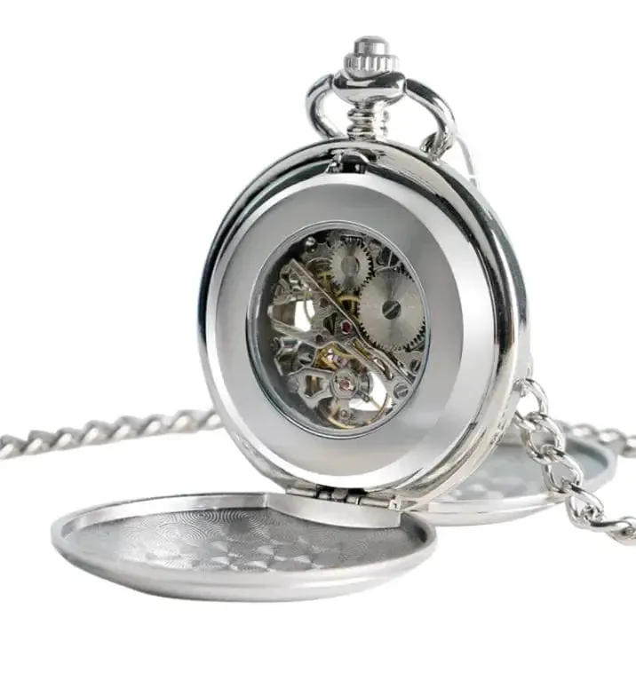 Pocket Watch Chain Silver Double Hunter