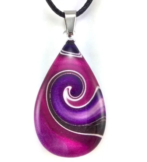 Purple Teardrop Mystic Wave Pendant