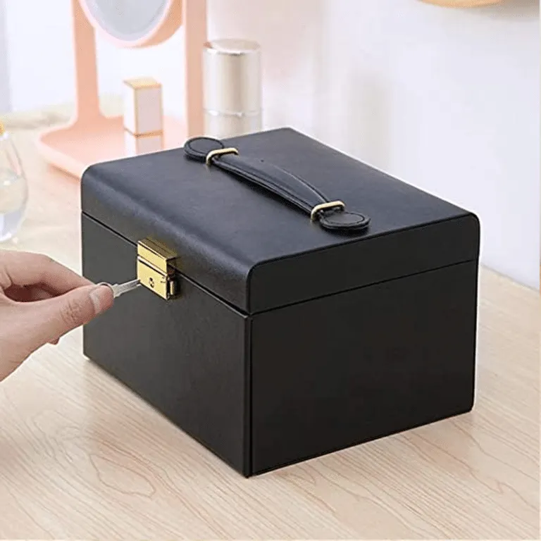 Rectangle Leather Jewellery Storage Box Organizer